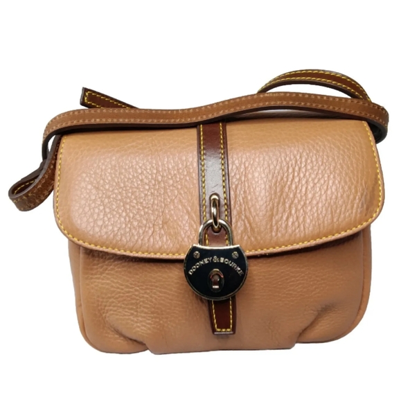 Dooney & Bourke Samba Brown Pebbled Leather Flap Crossbody Bag Small - Picture 6 of 12